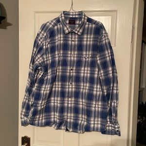 Blue and white button up